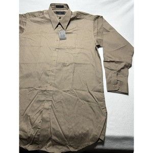 NWT Oleg Cassini Mens Button Up Shirt Tall 17 36 Cotton Polyester Brown New